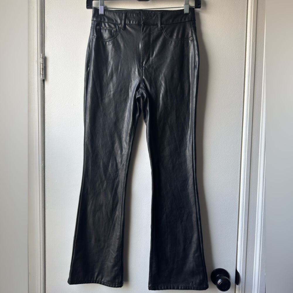 American Eagle Outfitters Black Flare Leather Pants